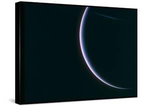 Farewell Shot of Crescent Uranus as Voyager 2 Departs, as Depicted by Voyager 2 Spacecraft-null-Stretched Canvas