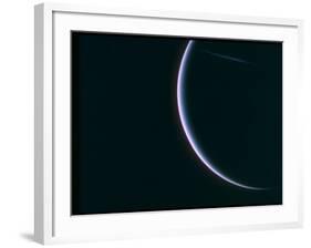 Farewell Shot of Crescent Uranus as Voyager 2 Departs, as Depicted by Voyager 2 Spacecraft-null-Framed Premium Photographic Print