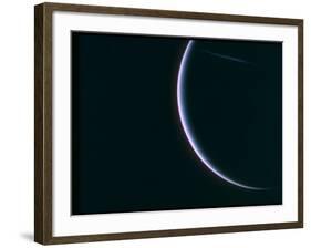 Farewell Shot of Crescent Uranus as Voyager 2 Departs, as Depicted by Voyager 2 Spacecraft-null-Framed Premium Photographic Print