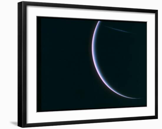 Farewell Shot of Crescent Uranus as Voyager 2 Departs, as Depicted by Voyager 2 Spacecraft-null-Framed Premium Photographic Print