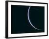 Farewell Shot of Crescent Uranus as Voyager 2 Departs, as Depicted by Voyager 2 Spacecraft-null-Framed Premium Photographic Print
