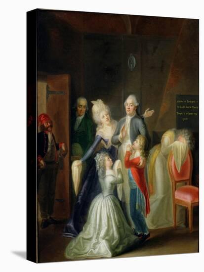 Farewell to Louis XVI by His Family in the Temple, 20th January 1793-Jean-Jacques Hauer-Stretched Canvas