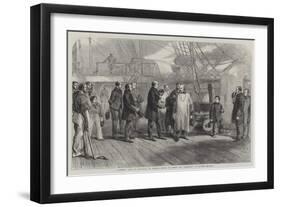 Farewell Visit of Garibaldi to Admiral Mundy on Board the Hannibal at Naples-null-Framed Giclee Print