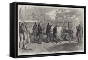 Farewell Visit of Garibaldi to Admiral Mundy on Board the Hannibal at Naples-null-Framed Stretched Canvas