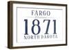 Fargo, North Dakota - Established Date (Blue)-Lantern Press-Framed Art Print