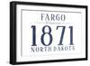 Fargo, North Dakota - Established Date (Blue)-Lantern Press-Framed Art Print