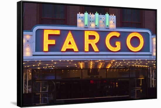 Fargo Theater Sign, Fargo, North Dakota, USA-Walter Bibikow-Framed Stretched Canvas