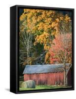 Farm and Barn, Missouri River Valley, Matson, Missouri, USA-Walter Bibikow-Framed Stretched Canvas