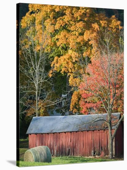 Farm and Barn, Missouri River Valley, Matson, Missouri, USA-Walter Bibikow-Stretched Canvas