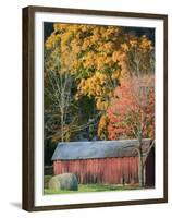 Farm and Barn, Missouri River Valley, Matson, Missouri, USA-Walter Bibikow-Framed Premium Photographic Print