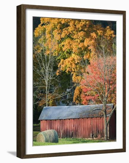 Farm and Barn, Missouri River Valley, Matson, Missouri, USA-Walter Bibikow-Framed Premium Photographic Print