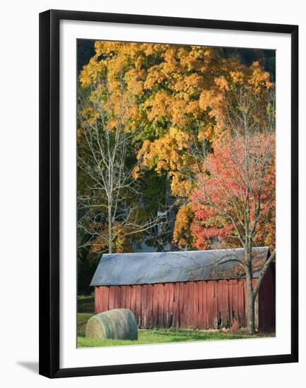 Farm and Barn, Missouri River Valley, Matson, Missouri, USA-Walter Bibikow-Framed Premium Photographic Print