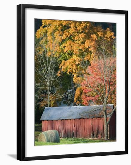 Farm and Barn, Missouri River Valley, Matson, Missouri, USA-Walter Bibikow-Framed Premium Photographic Print