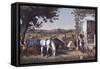 Farm and Fireside-Currier & Ives-Framed Stretched Canvas