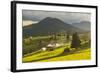 Farm and Haystacks in the Rural Transylvania Landscape at Sunset, Piatra Fantanele, Transylvania-Matthew Williams-Ellis-Framed Photographic Print