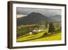 Farm and Haystacks in the Rural Transylvania Landscape at Sunset, Piatra Fantanele, Transylvania-Matthew Williams-Ellis-Framed Photographic Print