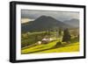 Farm and Haystacks in the Rural Transylvania Landscape at Sunset, Piatra Fantanele, Transylvania-Matthew Williams-Ellis-Framed Photographic Print