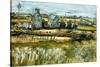 Farm And Sea-Joan Thewsey-Stretched Canvas