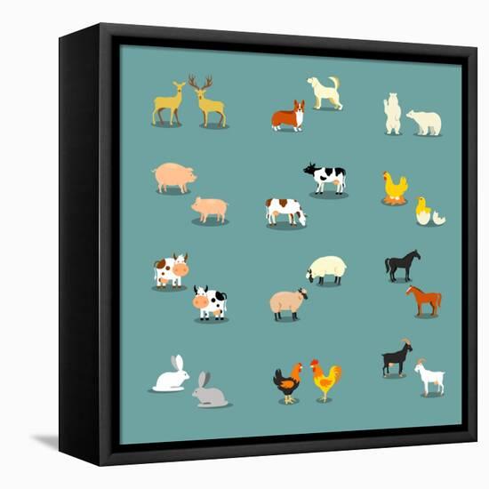 Farm Animals and Pets-K N-Framed Stretched Canvas