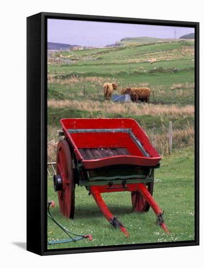 Farm Animals and Wheelbarrow, Kilmuir, Isle of Skye, Scotland-Gavriel Jecan-Framed Stretched Canvas