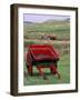 Farm Animals and Wheelbarrow, Kilmuir, Isle of Skye, Scotland-Gavriel Jecan-Framed Photographic Print