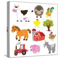 Farm Animals Illustration-Svetlana Peskin-Stretched Canvas