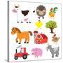 Farm Animals Illustration-Svetlana Peskin-Stretched Canvas