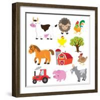 Farm Animals Illustration-Svetlana Peskin-Framed Art Print