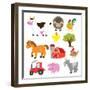 Farm Animals Illustration-Svetlana Peskin-Framed Art Print