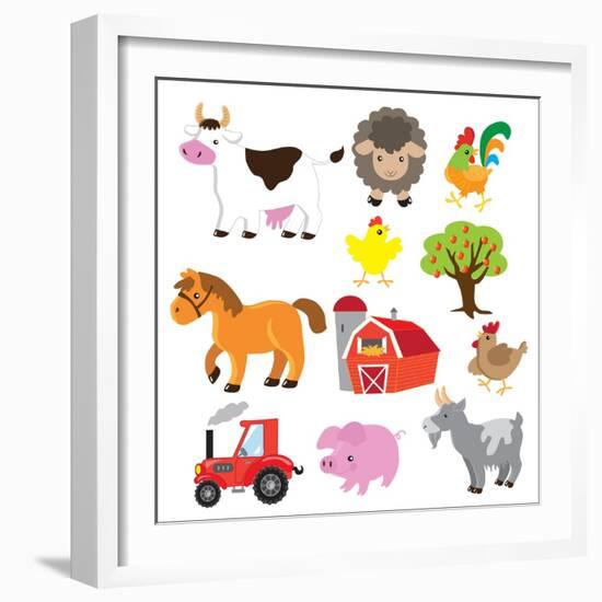 Farm Animals Illustration-Svetlana Peskin-Framed Art Print