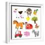 Farm Animals Illustration-Svetlana Peskin-Framed Art Print