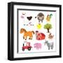 Farm Animals Illustration-Svetlana Peskin-Framed Art Print