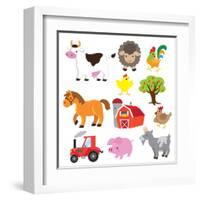 Farm Animals Illustration-Svetlana Peskin-Framed Art Print