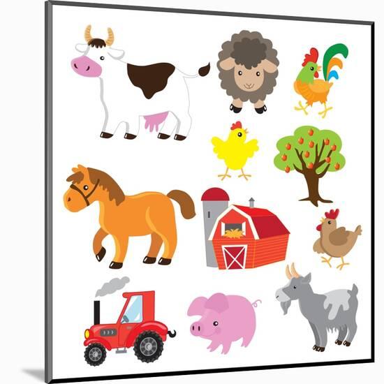 Farm Animals Illustration-Svetlana Peskin-Mounted Art Print