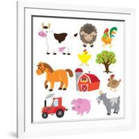 Farm Animals Illustration-Svetlana Peskin-Framed Art Print