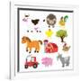 Farm Animals Illustration-Svetlana Peskin-Framed Art Print