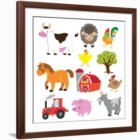 Farm Animals Illustration-Svetlana Peskin-Framed Art Print