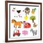 Farm Animals Illustration-Svetlana Peskin-Framed Art Print