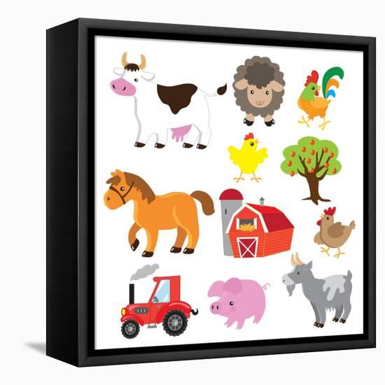 Farm Animals Illustration-Svetlana Peskin-Framed Stretched Canvas