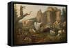 Farm Animals in a Landscape, 1685 (Oil on Canvas)-Johann Heinrich Roos-Framed Stretched Canvas