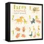 Farm Animals. Learn to Count Part One. 1 Cow, 2 Horses, 3 Dogs, 4 Pigs, 5 Geese. Funny Cartoon Chil-smilewithjul-Framed Stretched Canvas