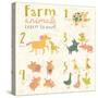 Farm Animals. Learn to Count Part One. 1 Cow, 2 Horses, 3 Dogs, 4 Pigs, 5 Geese. Funny Cartoon Chil-smilewithjul-Stretched Canvas