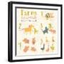 Farm Animals. Learn to Count Part One. 1 Cow, 2 Horses, 3 Dogs, 4 Pigs, 5 Geese. Funny Cartoon Chil-smilewithjul-Framed Art Print