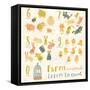 Farm Animals. Learn to Count  Part One. 6 Sheep, 7 Cats, 8 Rabbits, 9 Chickens, 0 Birds. Funny Cart-smilewithjul-Framed Stretched Canvas