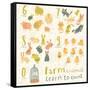 Farm Animals. Learn to Count Part One. 6 Sheep, 7 Cats, 8 Rabbits, 9 Chickens, 0 Birds. Funny Carto-smilewithjul-Framed Stretched Canvas