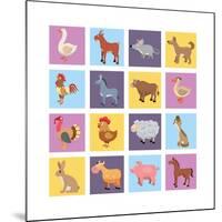 Farm Animals Set-Macrovector-Mounted Art Print