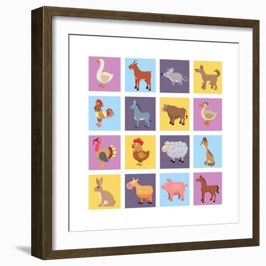 Farm Animals Set-Macrovector-Framed Art Print