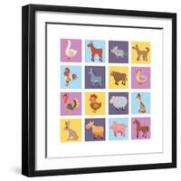 Farm Animals Set-Macrovector-Framed Art Print