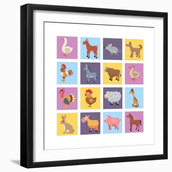 Farm Animals Set-Macrovector-Framed Art Print