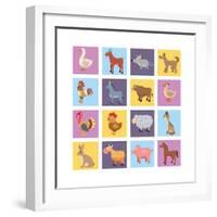 Farm Animals Set-Macrovector-Framed Art Print